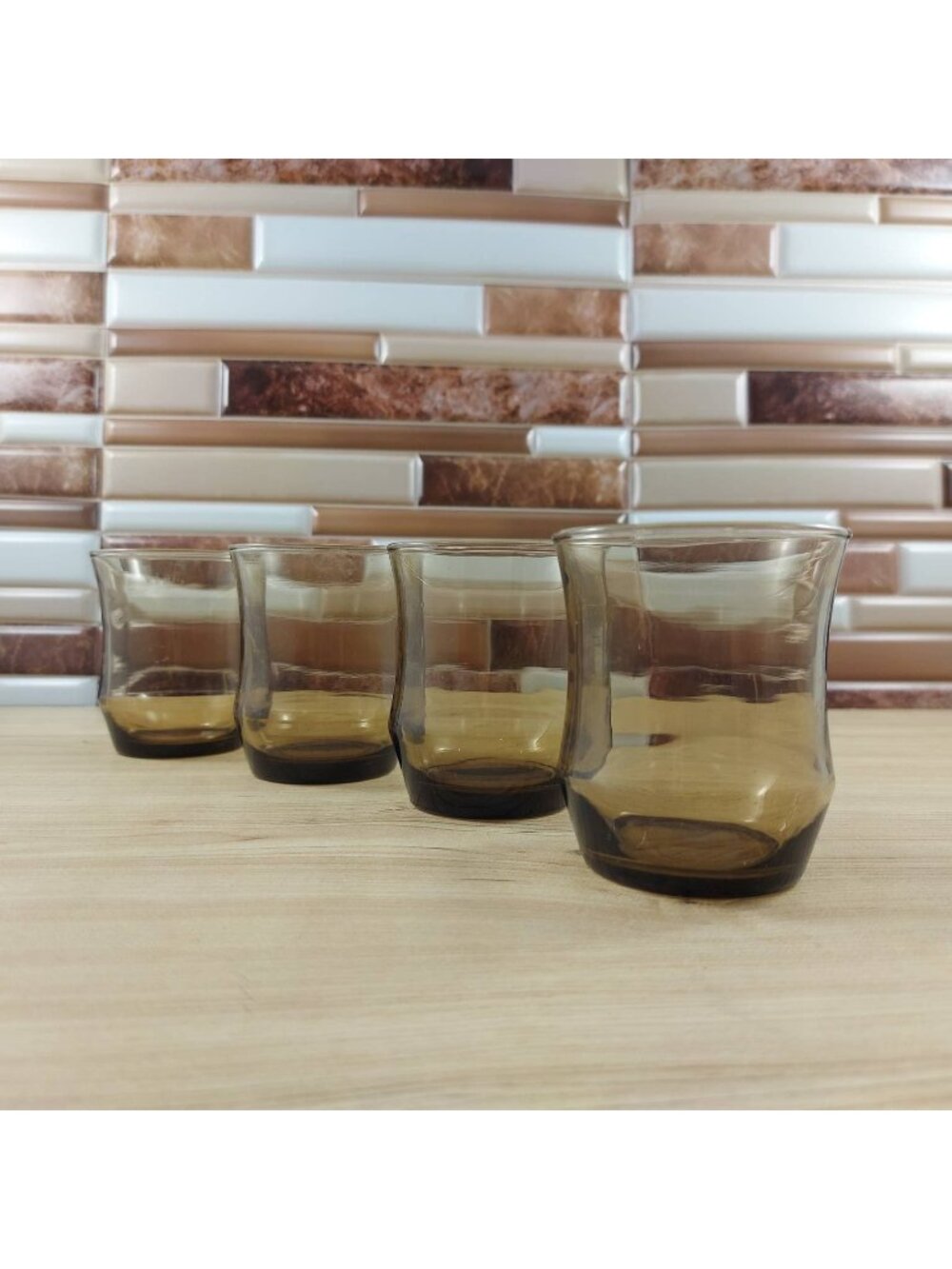 Vintage Libbey Tawny Accent Small Juice Glasses, Brown Drinking Glasses